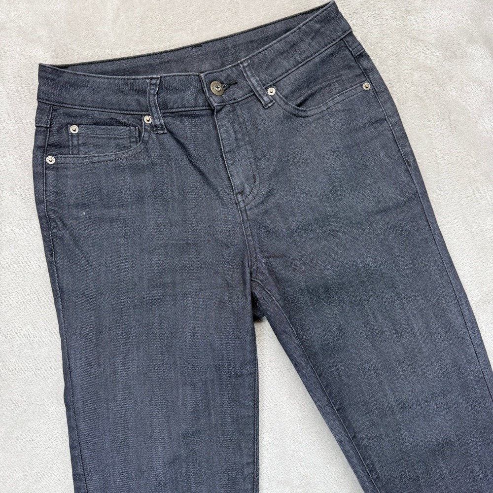 Prana Jeans Women's 2 Kayla High Rise Gray Solid Stretch Denim Slim Straight Fit